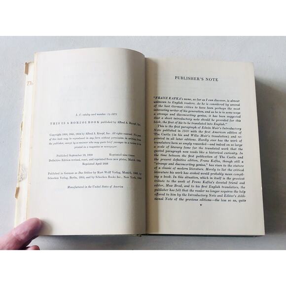 Vintage 1956 The Castle HC Book Kafka Das Schloss Translation Salter Knopf USA - Picture 8 of 16